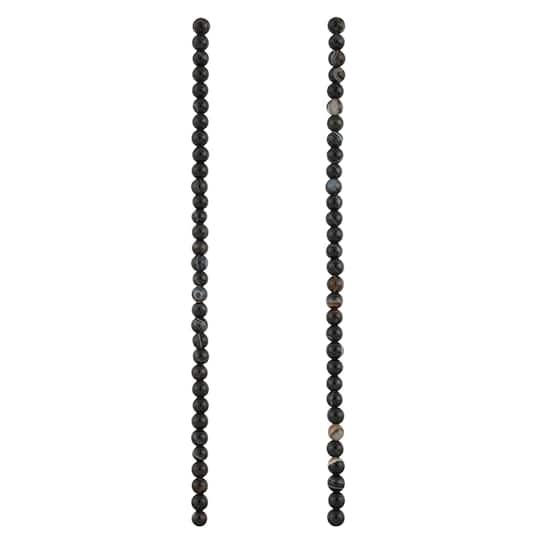 12 Pack: Blue & Black Tuxedo Agate Round Beads, 4mm by Bead Landing™